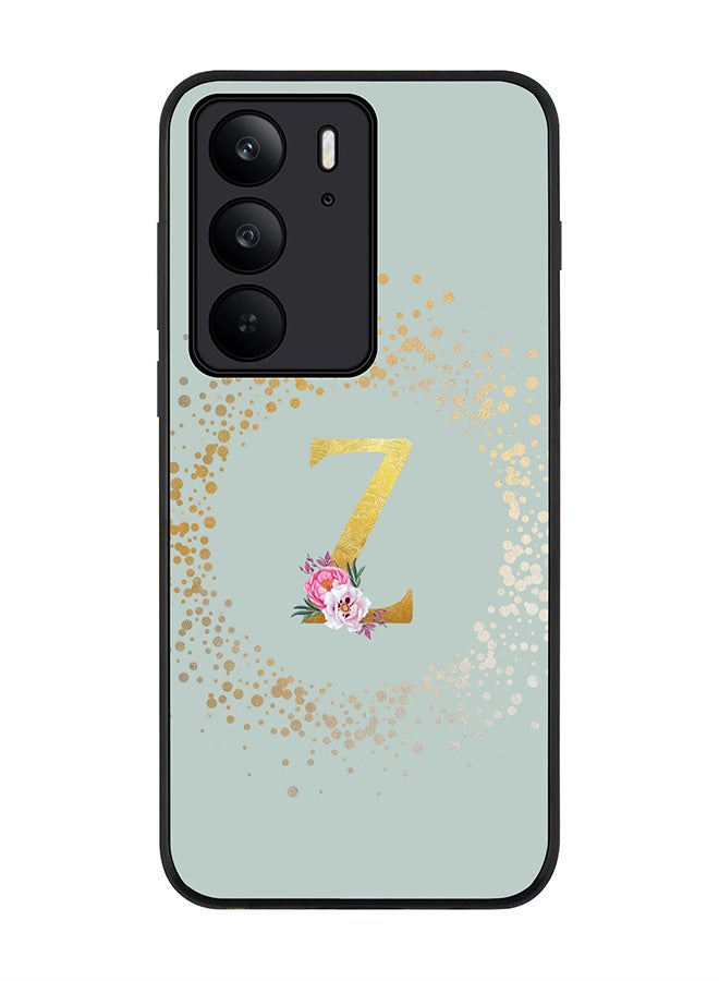 For Realme C75x / C75 4G Case,Slim fit Camera Protection, Shockproof Thin Phone cover  - Custom Monogram Floral - Z  (Light Grey )